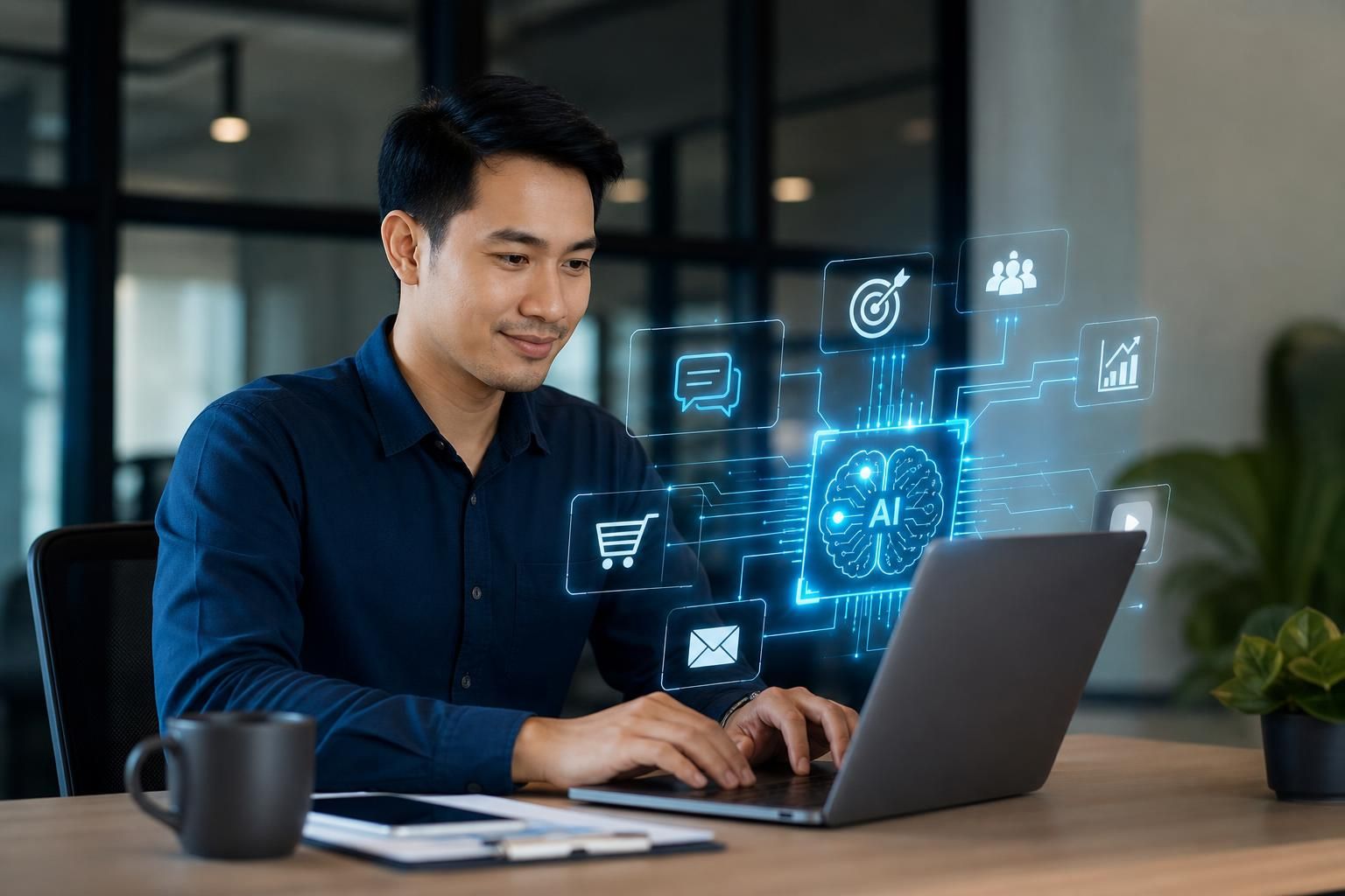 Beli Lisensi Aplikasi Marketing AI Indonesia - Section illustration